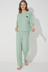 Green Soft Touch Fine Knitted Embroidered Pajamas Set