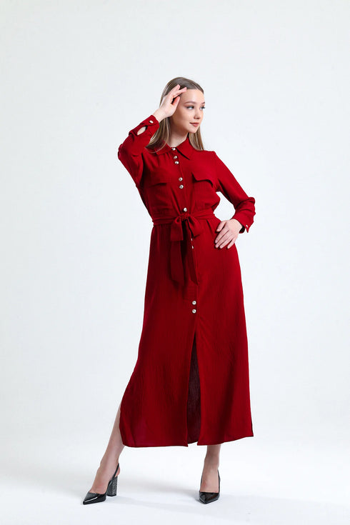 Claret Red Long Tunic Dress