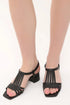 Black Short Heel Sandals