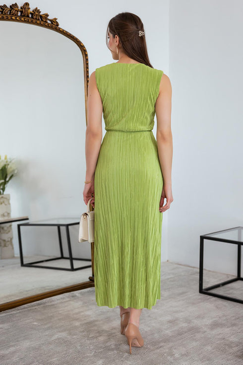 فستان مجعد - أخضر زيتي