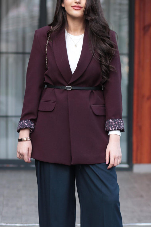 بليزر نسائي مبطن - برغندي