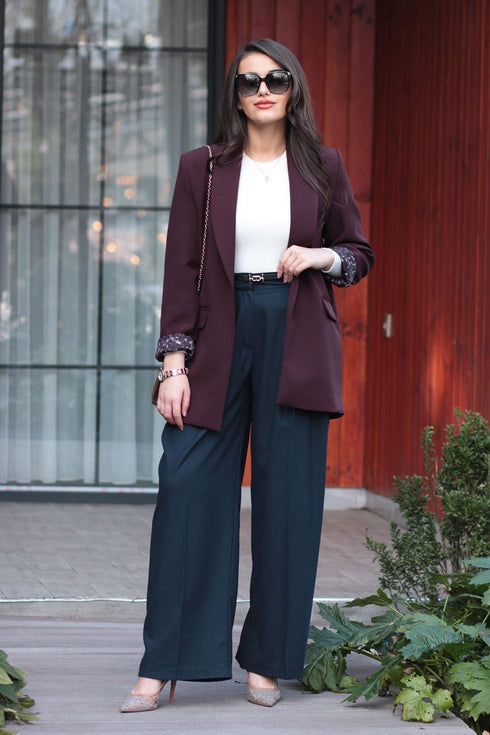 بليزر نسائي مبطن - برغندي