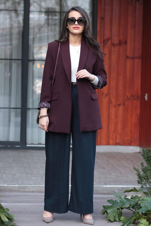 بليزر نسائي مبطن - برغندي