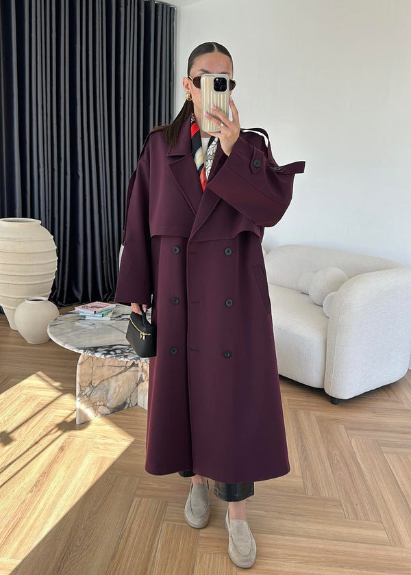 ترانشكوت خريفي بكتف مزين بأزرار - 950001