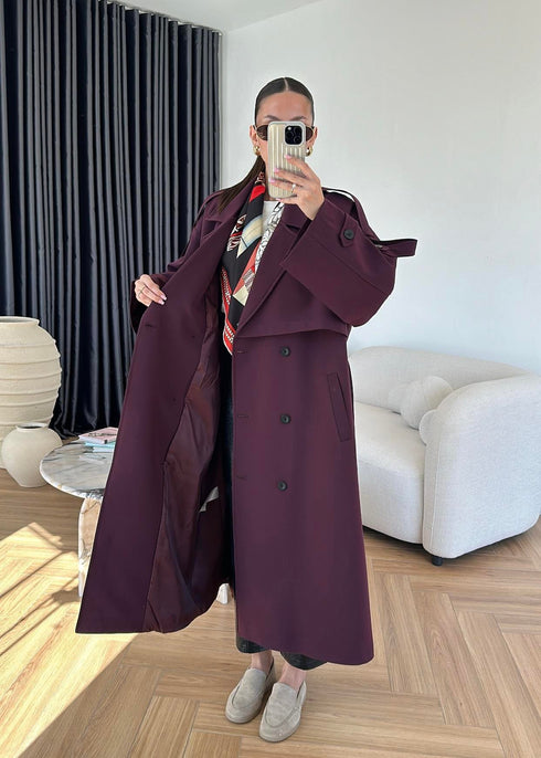 ترانشكوت خريفي بكتف مزين بأزرار - 950001