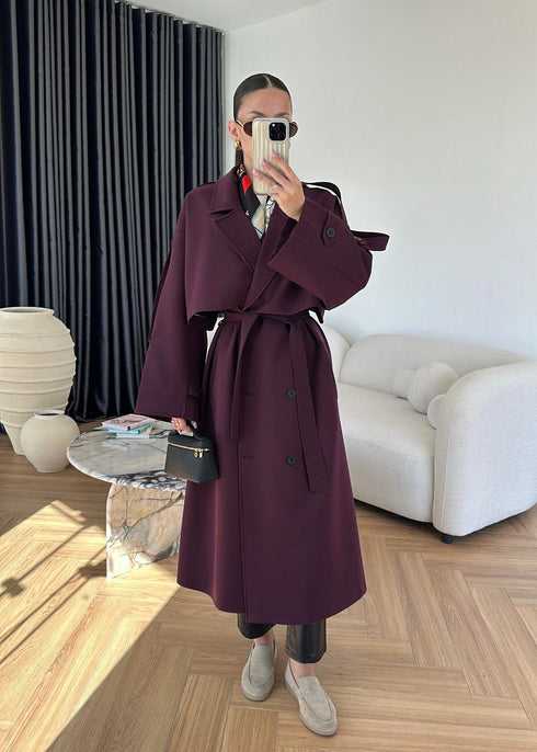 ترانشكوت خريفي بكتف مزين بأزرار - 950001