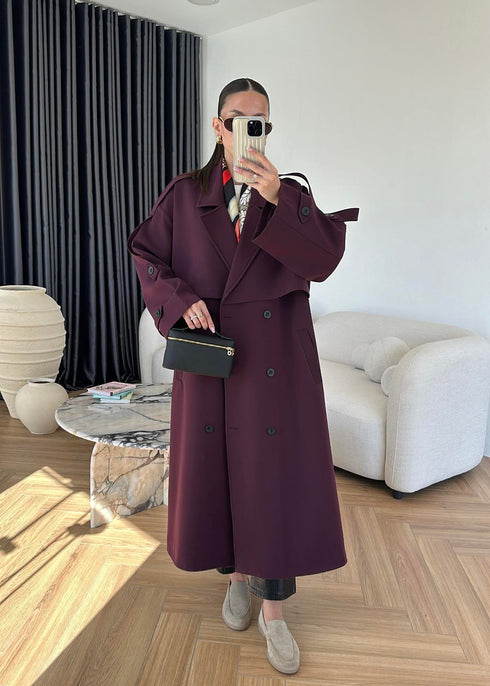 ترانشكوت خريفي بكتف مزين بأزرار - 950001