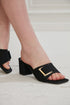 Black Suede Gold Detailed Thick Heeled Slippers