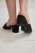 Black Suede Gold Detailed Thick Heeled Slippers