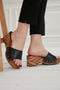 Black Crocodile Pattern Faux Leather Heeled Slippers