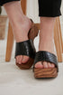 Black Crocodile Pattern Faux Leather Heeled Slippers