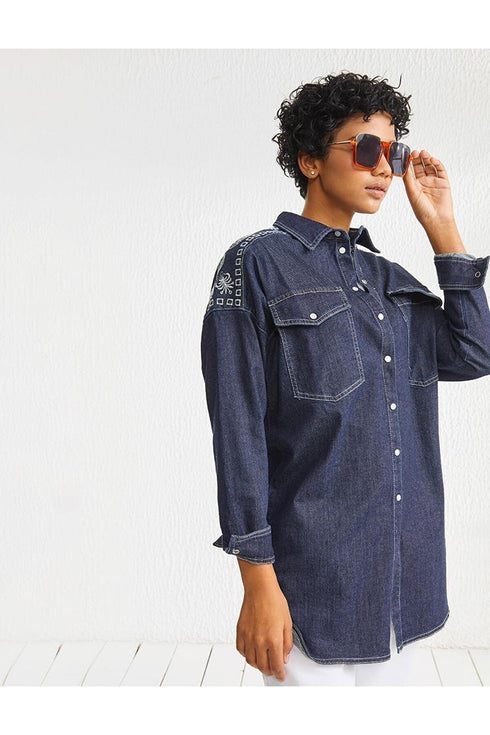 Denim Shirt - NAVY BLUE