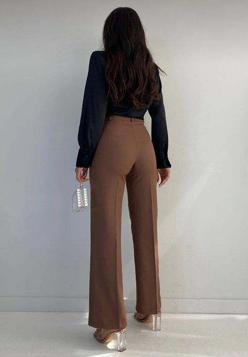 Front Seam Detail Wide Leg Trousers