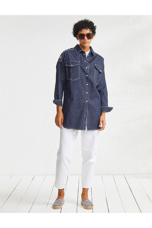 Denim Shirt - NAVY BLUE